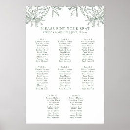 Forest Green Simple Botanic Seating Chart Poster