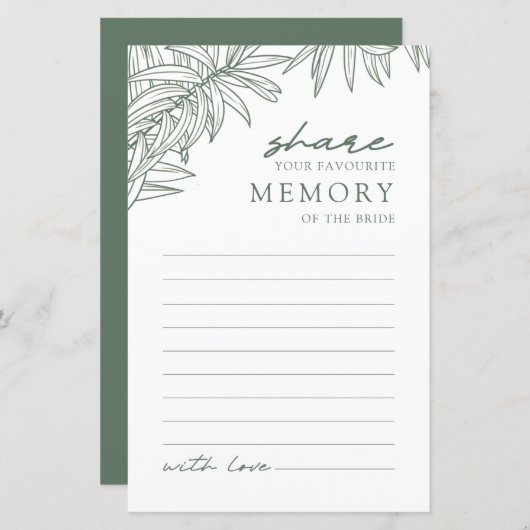Forest Green Simple Botanic Share A Memory (Vorne/Hinten)