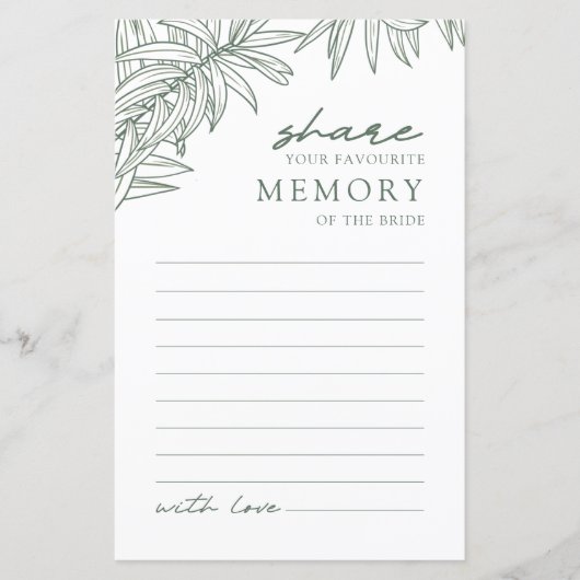 Forest Green Simple Botanic Share A Memory (Vorderseite)