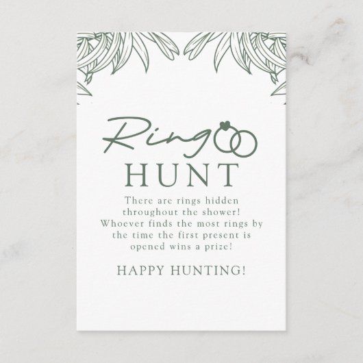 Forest Green Simple Botanring Hunt Bridal Begleitkarte (Vorderseite)
