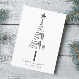 Forest Green Simple Christmas Pine Foto Flat Feiertagskarte