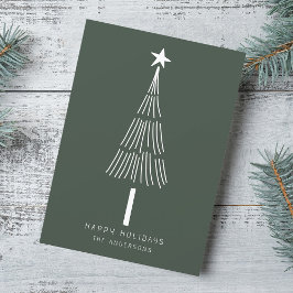 Forest Green Simple Christmas Tree Foto Flat Feiertagskarte