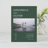 Forest Green Simple Foto Hochzeit Einladung (Stehend Vorderseite)