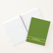 Forest Green Solid Color Schlicht Monogram Notizblock (Innenseite)