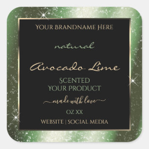 Forest Green Sparkle Glitzer Frame Product Label Quadratischer Aufkleber