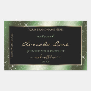 Forest Green Sparkle Glitzer Frame Product Label Rechteckiger Aufkleber
