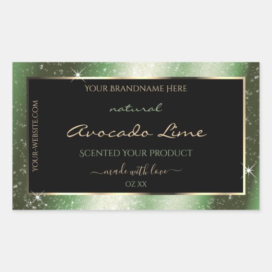 Forest Green Sparkle Glitzer Frame Product Label Rechteckiger Aufkleber (Vorderseite)