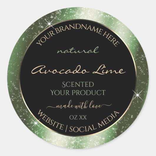 Forest Green Sparkle Glitzer Frame Product Label Runder Aufkleber (Vorderseite)