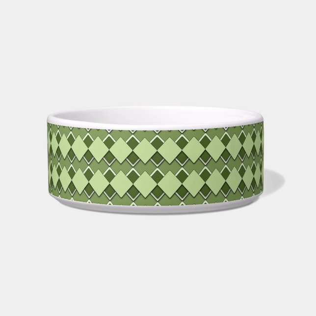 Forest Green Square and Diamond Checkered Pattern Napf (Vorderseite)