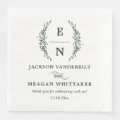 Forest Green Stack Initials Monogram Wedding Serviette (Vorderseite)