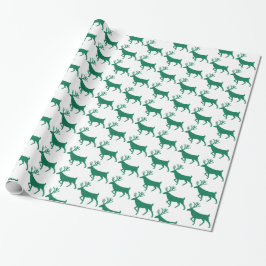 Forest Green Stag Reindeer White Geschenkpapier