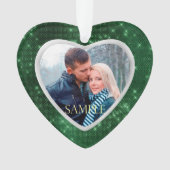 Forest Green Star Lights Fotovorlage Ornament (Vorderseite)