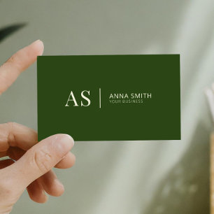 Forest Green Stilftige Monogram Modern Visitenkarte