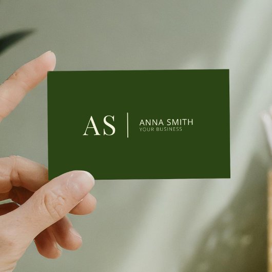 Forest Green Stilftige Monogram Modern Visitenkarte
