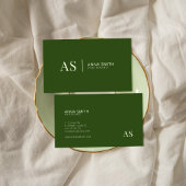 Forest Green Stilftige Monogram Modern Visitenkarte