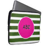 Forest Green Stripes rosa Kreis Laptopschutzhülle (Vorne Rechts)