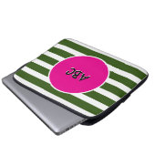 Forest Green Stripes rosa Kreis Laptopschutzhülle (Vorne Knopf)