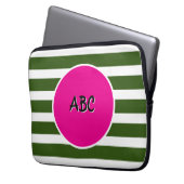 Forest Green Stripes rosa Kreis Laptopschutzhülle (Vorderseite Links)