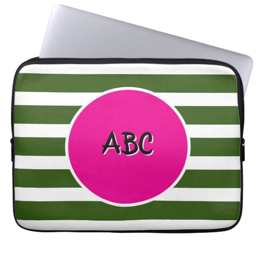 Forest Green Stripes rosa Kreis Laptopschutzhülle (Vorderseite)