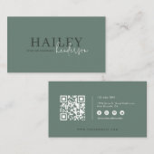 Forest Green Stylish QR Code Visitenkarte (Vorne/Hinten)