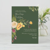 Forest Green Sunflower No Parents II Wedding Einladung (Stehend Vorderseite)