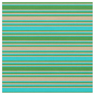 Forest Green, Tan und Dark Türkis Lines Stoff