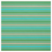 Forest Green, Tan und Dark Türkis Lines Stoff (Muster)