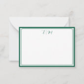 Forest Green three Border Monogram Note Card Mitteilungskarte (Vorderseite)