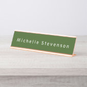 Forest Green Trendy Moderne Beruflich Schreibtischnamensplakette (Vorderseite )