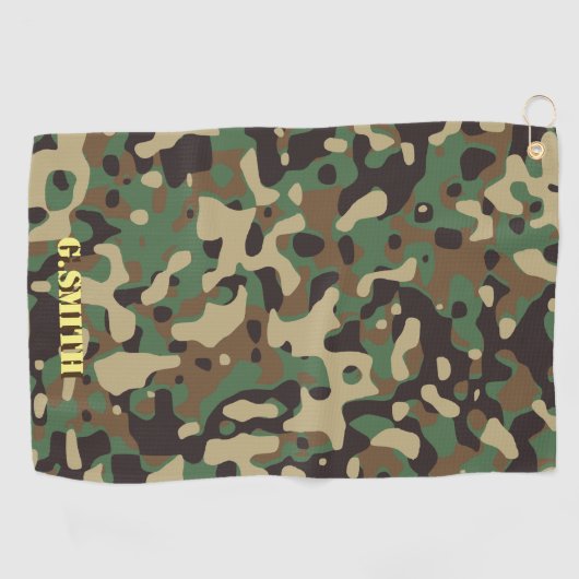 Forest Green und Brown Camouflage. Camouflage Golfhandtuch (Horizontal)
