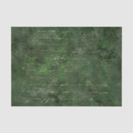 Forest Green und Gold Damask Vintage Kalligrafie Seidenpapier