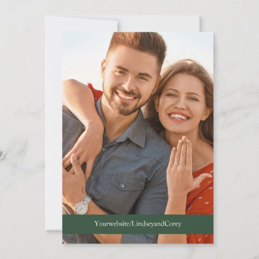 Forest Green und Gold Leaf Hochzeit speichern das  Einladung (Rückseite)