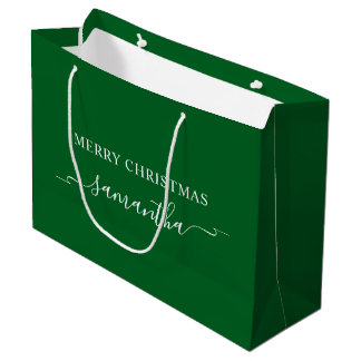 Forest Green und White Frohe Weihnachtslieder Name Große Geschenktüte