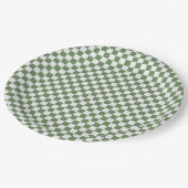 Forest Green und White Gingham Checkered Pappteller (Schrägansicht)