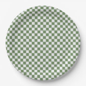 Forest Green und White Gingham Checkered Pappteller (Vorderseite)