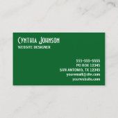 Forest Green und White Retro Bold Visitenkarte (Rückseite)