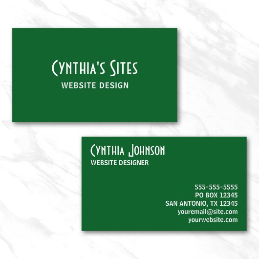 Forest Green und White Retro Bold Visitenkarte
