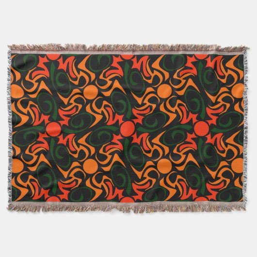 Forest Green und Yellow Tribal Star Muster Decke (Vorderseite)