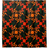 Forest Green und Yellow Tribal Star Muster Duschvorhang (Vorderseite)