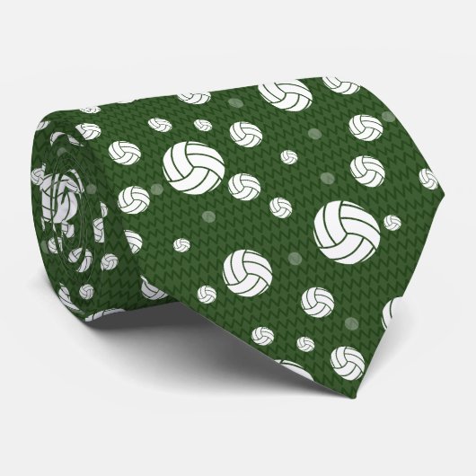 Forest Green Volleyball Zickzack Gemustert Krawatte (Gerollt)