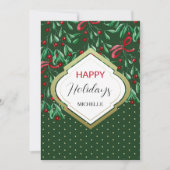 Forest Green Watercolor Boho Mistletores Holiday Karte (Vorderseite)