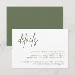Forest Green Wedding Details Karte