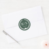 Forest Green Wedding Monogram Initials Runder Aufkleber (Umschlag)