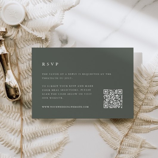 Forest Green Wedding QR Code RSVP Karte