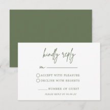 Forest Green Wedding RSVP Card