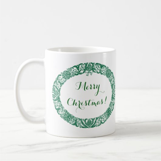 Forest Green Weihnachtskranz zu individualisieren Kaffeetasse (Links)