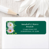 Forest Green White Floral Wedding Return Address (Insitu)