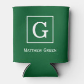 Forest Green White Gerahmt Initial Monogram Dosenkühler (Vorderseite)