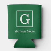 Forest Green White Gerahmt Initial Monogram Dosenkühler (Rückseite)