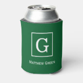 Forest Green White Gerahmt Initial Monogram Dosenkühler (Kanne Rückseite)